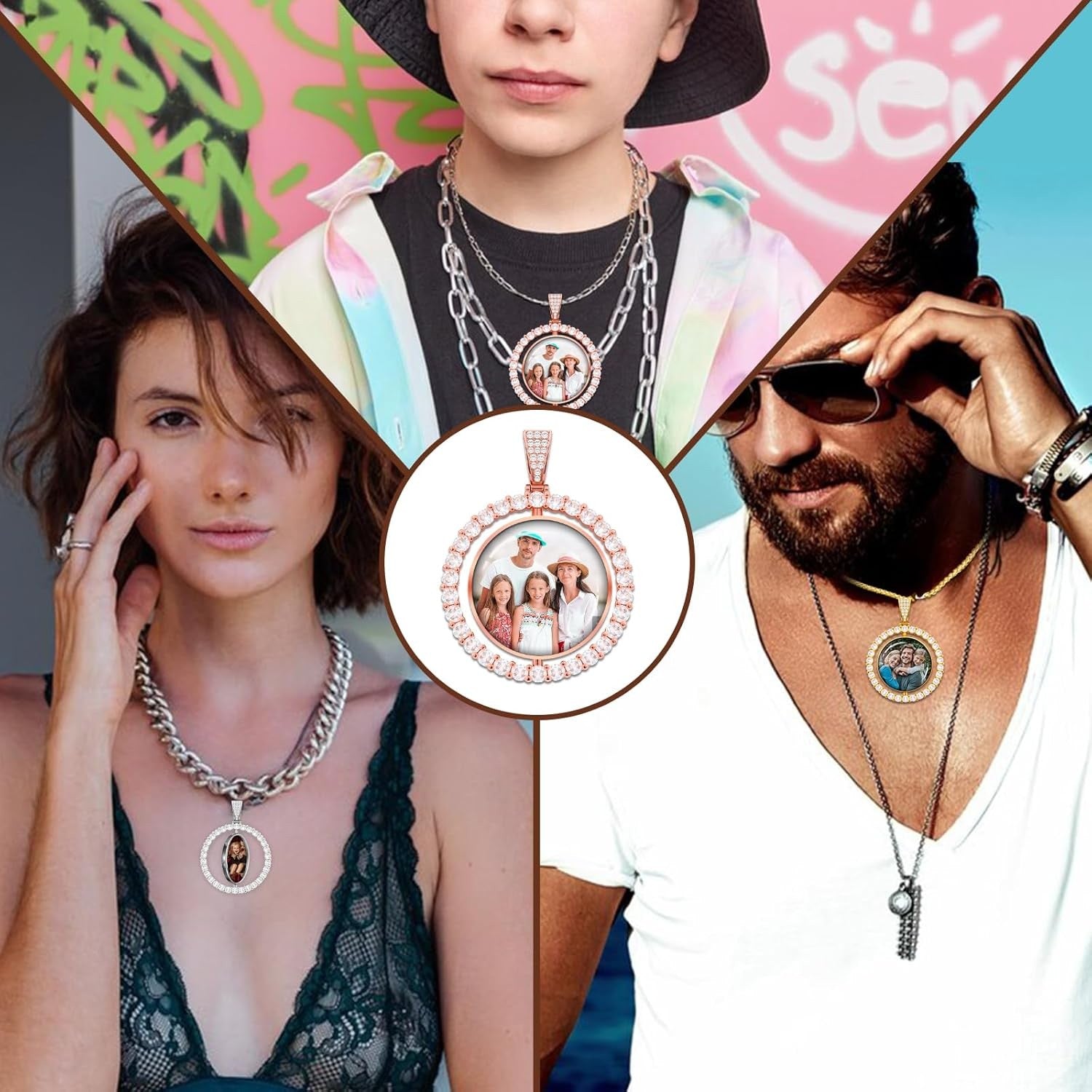 PERIMADE Custom Photo Projection Necklace/Bracelet, Custom Picture Inside Pendant, Bubble Projection Jewelry, Gift for Mom, Wife, Girlfriend