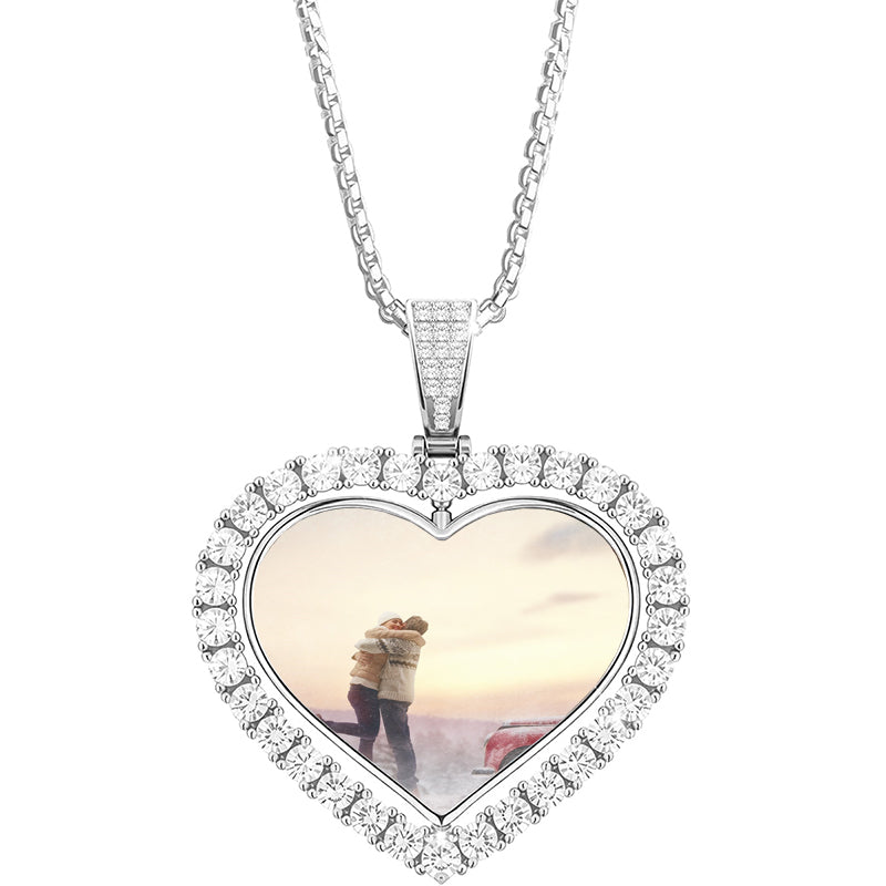 Custom Couple Heart Photo Necklace,Custom Picture Pendent,Family Photo Necklace,Anniversary Birthday Gift,Valentine's Day Gift For Women Men