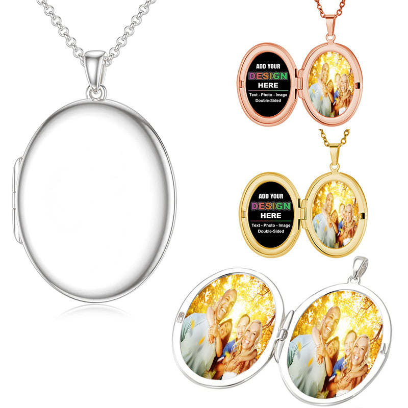 925 Sterling Silver Picture Necklace Custom Personalized Photo Necklace for Men Women Memory Necklace Jewelry Gifts for Men Boyfriend Women Christmas