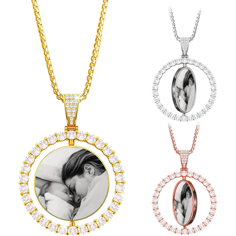 Minimalist Projection Necklace, Custom Picture Necklace with Box Chain, Memorial Pet Necklace, Personalised BFF Gift for Her, Birthday Gift