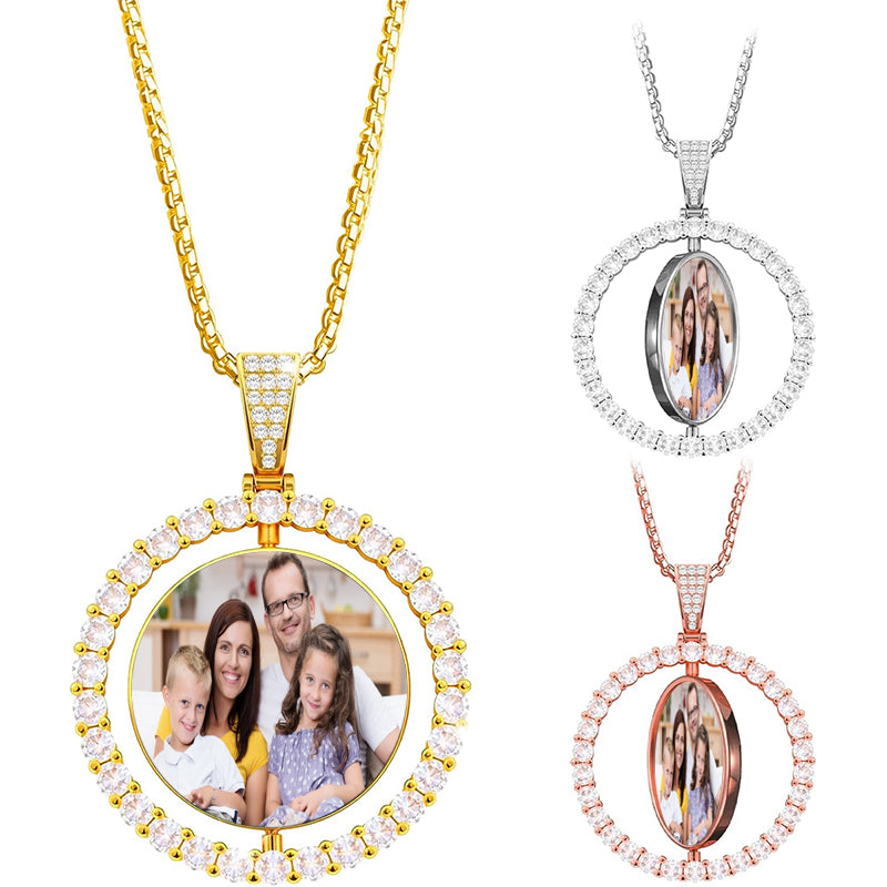 Custom Photo Birthstone Necklace ¨C Soldered Glass Sterling Silver Charm