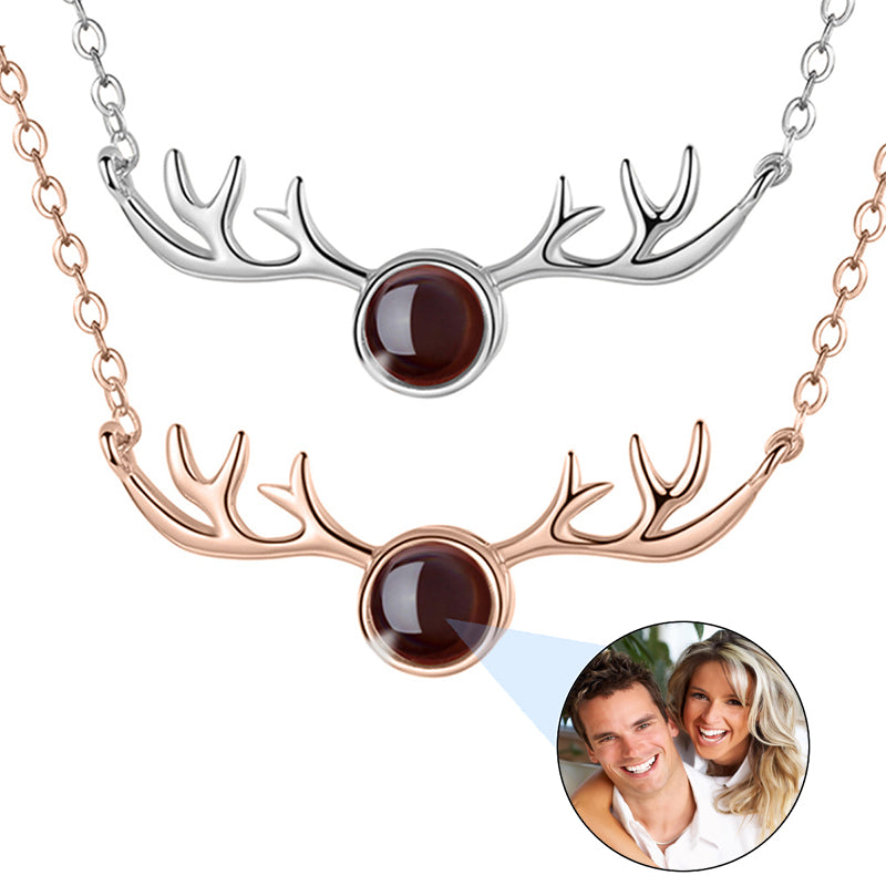 Custom Photo Projection Necklace with Picture Inside, Personalized Text & Love in 100 Languages Round Pendant Necklace, Customized Birthday Christmas Memorial Gifts for Women Mother Daughter