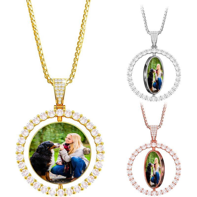 Custom Two Birthstone Projection Necklace, Personalized Photo Projection Necklace, Memorial Picture Inside Jewelry, Christmas Gifts for Her