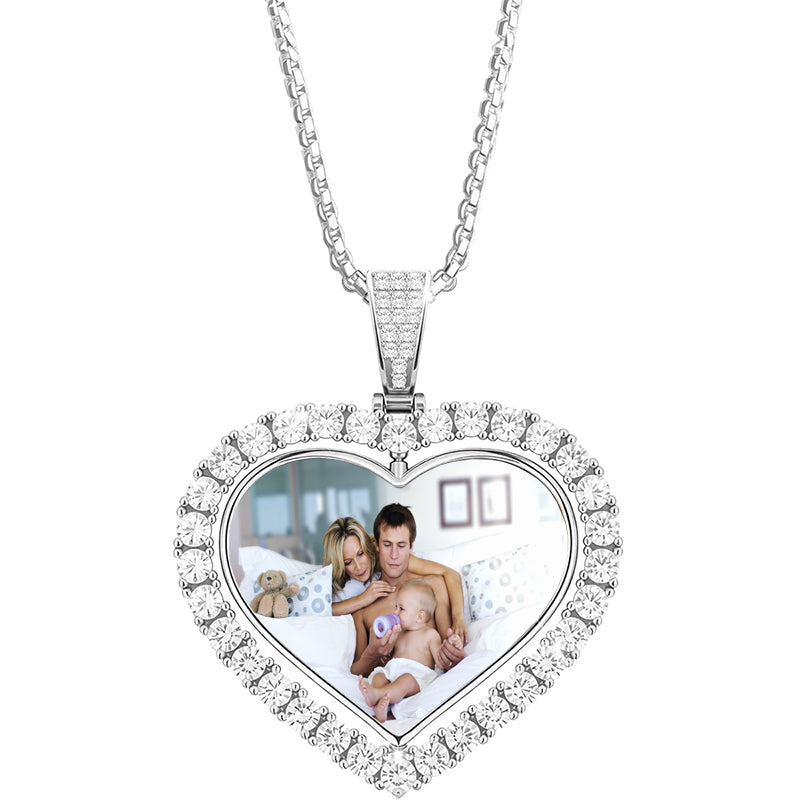 Custom Photo Engraved Charm - Square Heart Charm - Personalized Text Charm - Photo Engraved Charm - Silver Custom Charm - Custom Pendant
