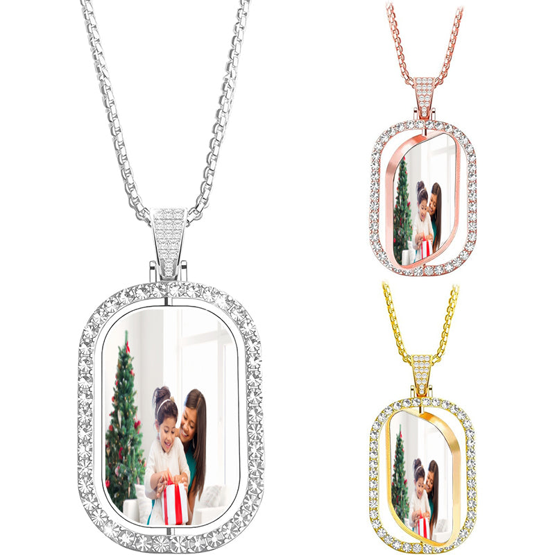 Personalized Cross Photos Locket Necklace, Custom Photo Memorial Necklace with Zircon Stones Custom Pictures Pendant Plated Brass Engraved Pendant Gift for Women