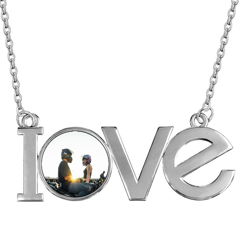 Customize Huge Round Iced Circle Memory Photo Pendant Necklace, Personalized Remembrance Memorial Locket Photo CZ Silver Necklace