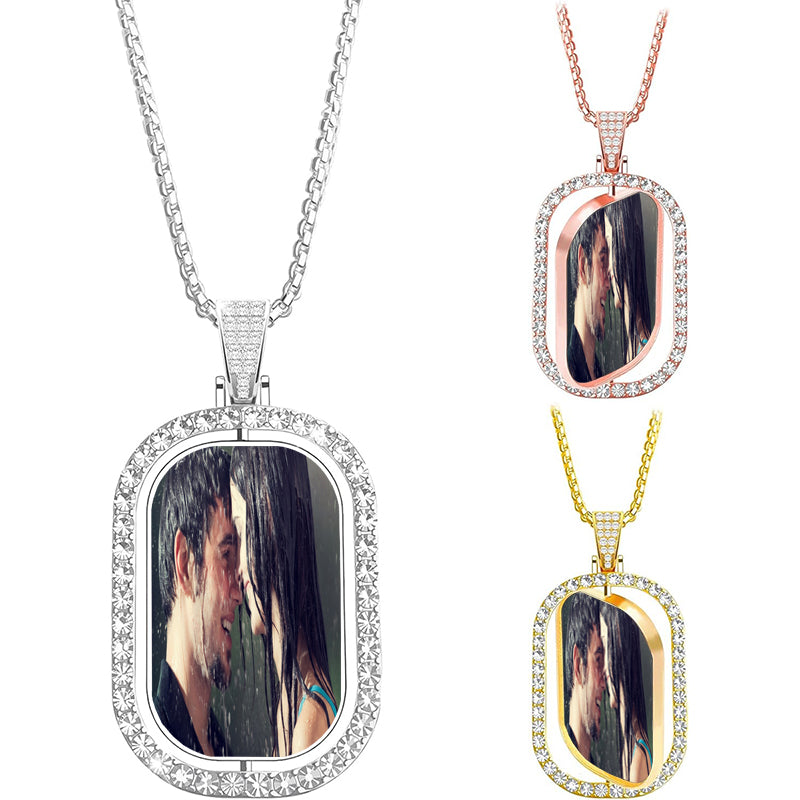 Engraved Rectangle Pendant Necklace - Personalized Engraving