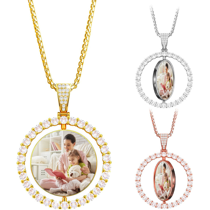 Customized birthstone necklace, customized photo frame pendant, birthday gifts, extraordinary gifts for relatives and loved ones