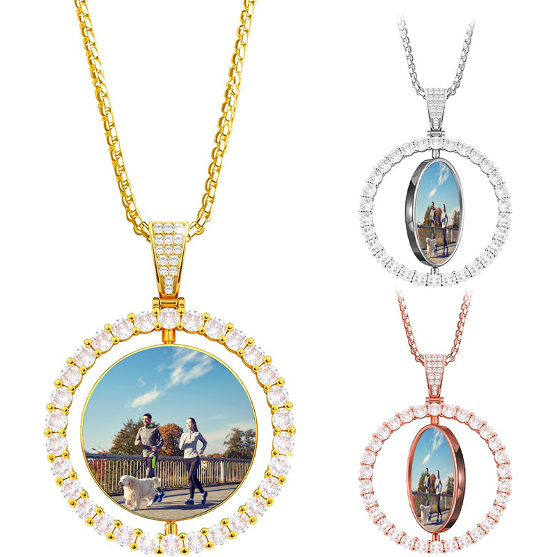 3D Bar Necklace with Photo Projection, Engraved Name Bar Necklace for Dad, Mens Custom Necklace, Fathers Day Gift from Kids