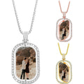 Personalized Custom Engrave Oval Fingerprint Photo Text Dog Tag Pendant Necklace Men Women Gift