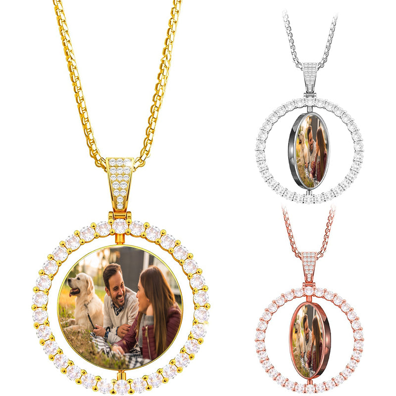 Personalized Heart Pendant Photo Projection Necklace- Customized Silver Picture Necklace