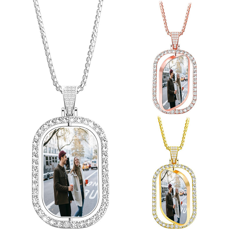 Personalized Heart Shaped Butterflies Photo Locket Necklace - 3/4 inch x 3/4 inch - Includes 18 inch Chain - Custom Engraved Picture Locket Necklace for Women