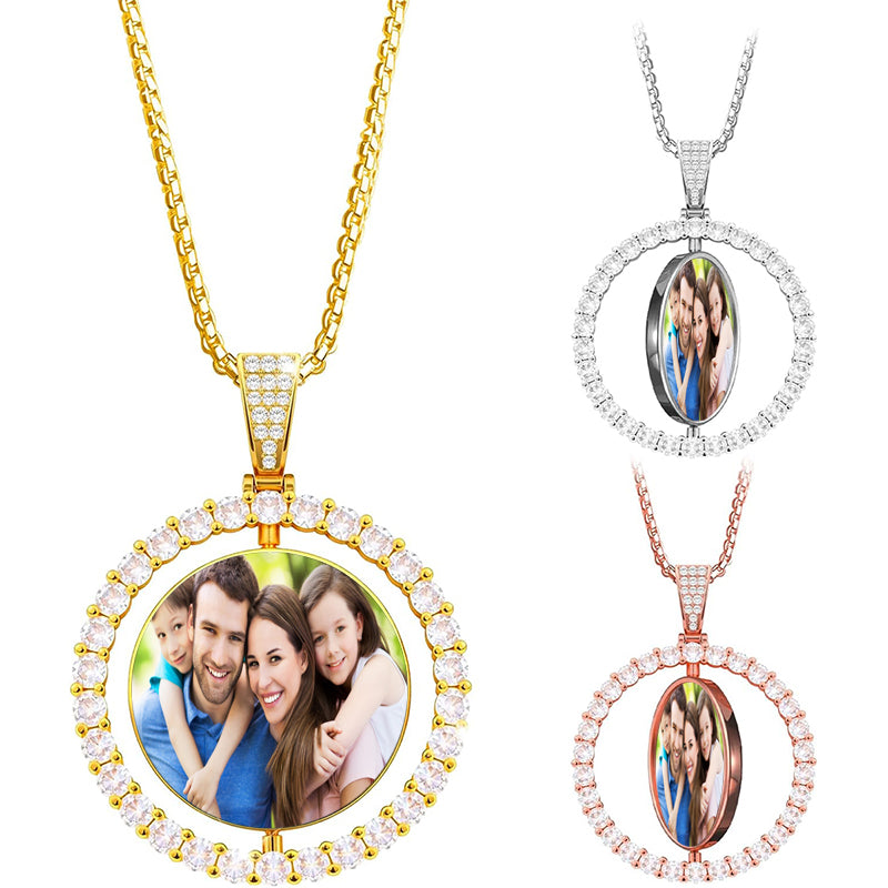 Custom Photo Pendant Necklace: Personalized Quote, Double-Sided