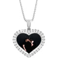 Custom Photo Pendant in Rhinestone Heart Bezel - Rhinestone Heart Necklace, Custom Heart Necklace, Rhinestone Photo, Heart Necklace