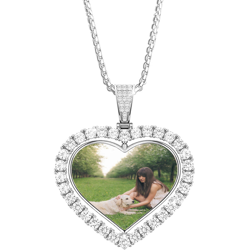 Custom Photo Necklace for Him: Engraved Sterling Silver Pendant
