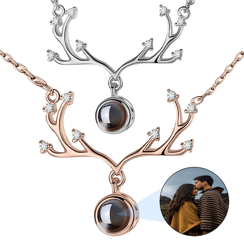 Dainty Diamond Projection Photo Necklace in / Silver / Rose , Personalized Photo Necklace Sterling Silver Custom Girlfriend Choker