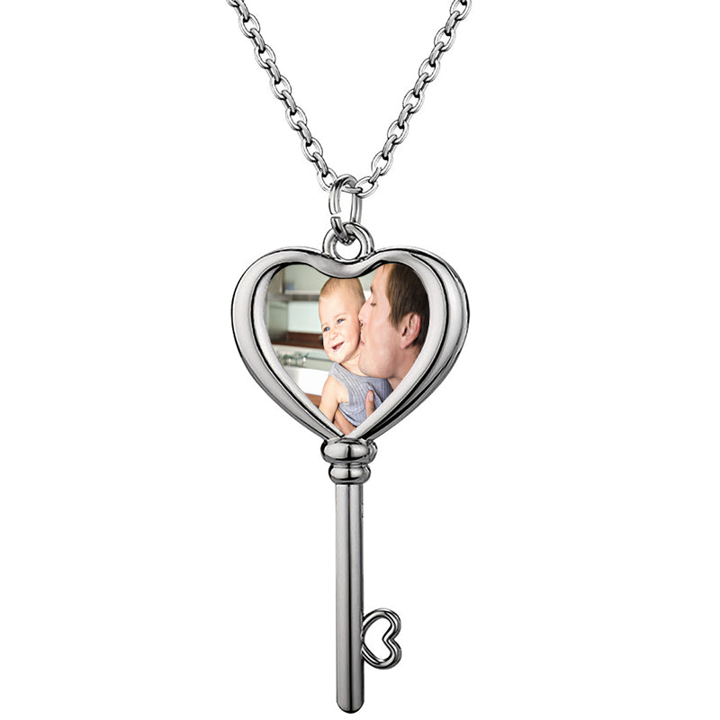 Custom Snowflake Picture Necklace with Photo Inside, Personalized Text & Love in 100 Languages CZ Cubic Zirconia Pendant, Customized Birthday Anniversary Memorial Gift for Women Mother Wife