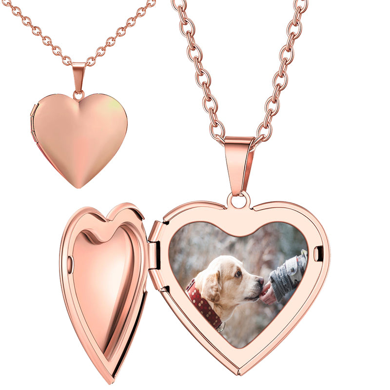 Necklace with Hidden Picture Inside Personalized Heat Activated Photo Pendant for Women Men, Custom Image Magic Memorial Couple Gifts for Christmas Birthday Engraved Name or Text