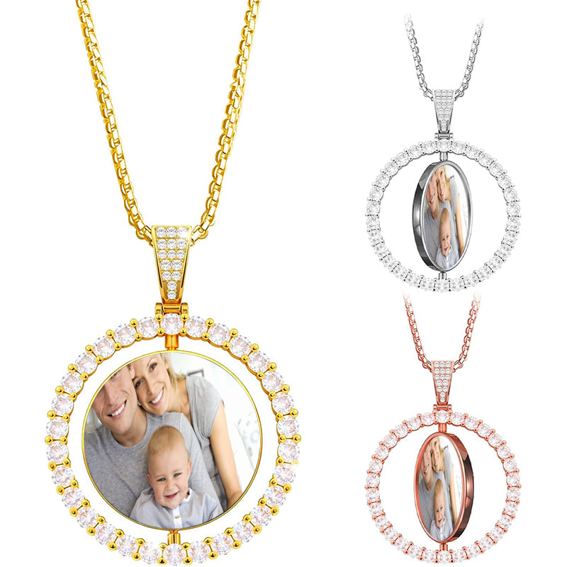 Locket Necklace with Photo, Engraved Round Necklace, Custom Photo Necklace, Memorial Jewellery, Anniversary Gift, Mom Gift, Mothers Day Gift