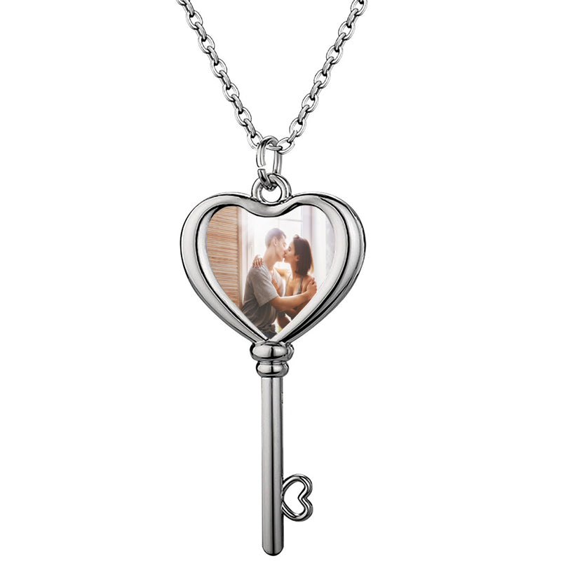 Creative Family&Lovers Jewelry Gift Round Mirror Polish DIY Necklace Necklaces Photo Frames Pendant Photo Picture Locket(20x23mm,Silver)