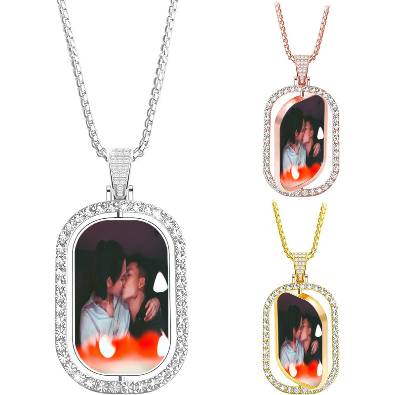 Heart Cross Projection Necklace,Cross Photo Projection Pendant,Projection Necklace with CZ,Religious Jewelry,Christian Gift for Him Her