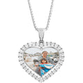 Custom Picture Pendant for Men Women - Heart Shaped Photo Necklace Personalized Customized Picture Pendant on 18in Silver Tennis Chain