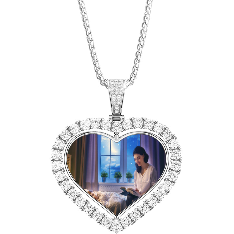 PERIMADE Feather Photo Projection Necklace ? Dainty Custom Picture Inside Pendant ? Sterling Silver Friendship Jewelry ? Best Friend Gift