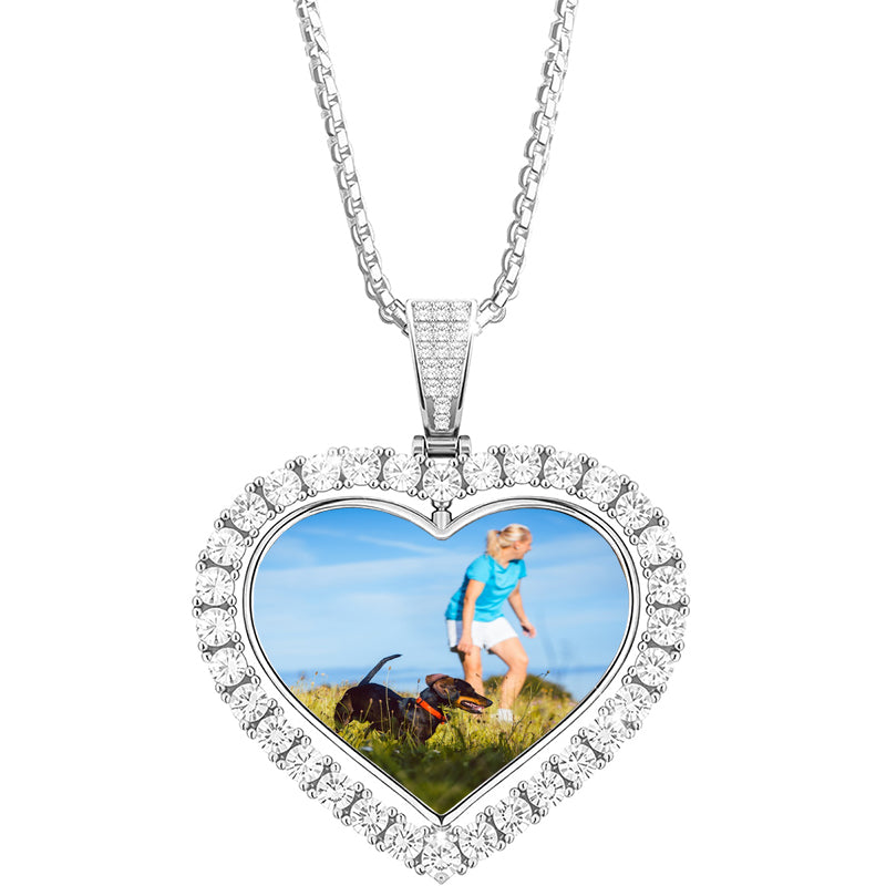 Heart Camera Necklace with 100 Language Stone S925 Sterling Silver Camera Pendant (No Filming Function) Photo Necklace Christmas Birthday Gifts for Photographer