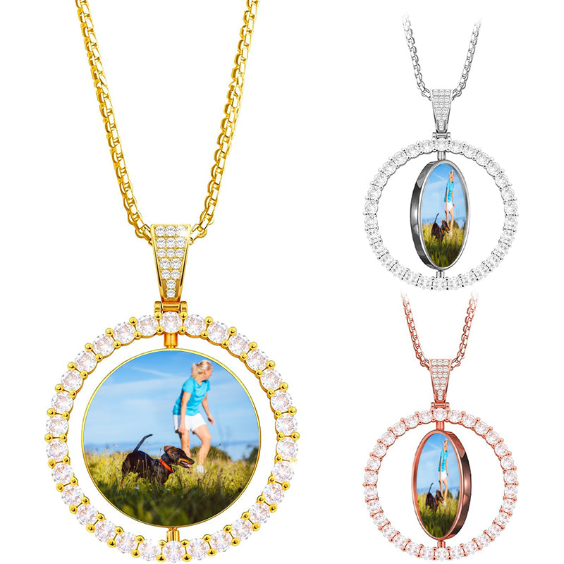 Custom Photo Engraved Necklace ? Personalized Picture Pendant ? Custom Family Portrait Jewelry Gift for Her & Him